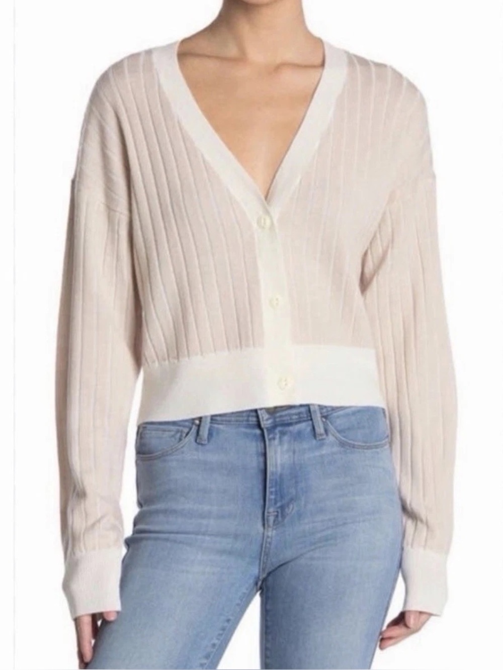 Rag & Bone Wool Pink & Cream Cardigan Size Medium